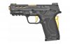 Performance Center Shield EZ, Semi-automatic, Compact, 9MM, 3.8" Ported Barrel, Black Armornite Finish, Polymer Frame, Black Color, Performance Center Aluminum Trigger, Grip Safety, Thumb Safety, Hi-Viz Litewave H3 Tritium/Lightpipe Sights, Gold Barrel/T