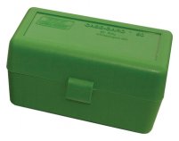 MTM Case-Gard 50 Rifle Ammo Boxes .22-250 To .308 Clear Green